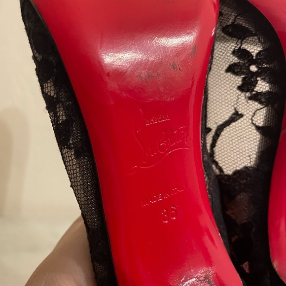 CHRISTIAN LOUBOUTIN Dorissima Lace 100 Dentelle Black Suede Stiletto Heels EU 36 - Picture 10 of 10